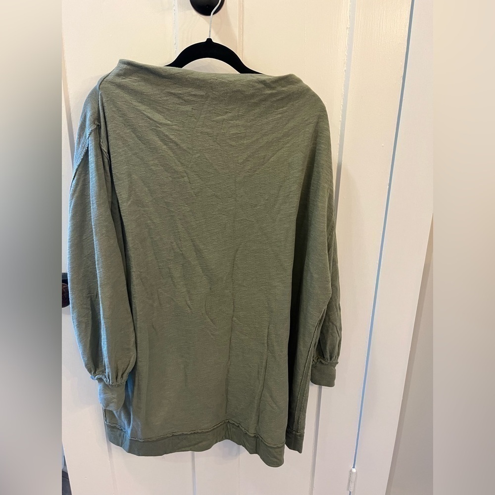 We the Free Green Oversized Tunic Dress Top Size Small wide neck